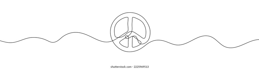 Kontinuierliche Zeichnung des Friedenszeichens. Linie Kunst des Friedenszeichens. Ein zeilenträchtiger Hintergrund. Vektorgrafik.