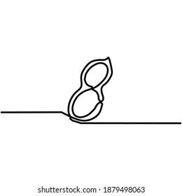 Continuous line drawing of peanuts, single line, vector food