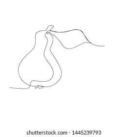 continuous line drawing of pear fruit. isolated sketch drawing of pear fruit line concept. outline thin stroke vector illustration