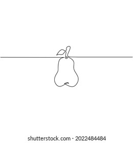 Continuous line drawing of pear, fruit desig, object one line, single line art, vector illustration
