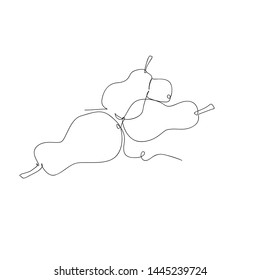 continuous line drawing of pears. isolated sketch drawing of pears line concept. outline thin stroke vector illustration