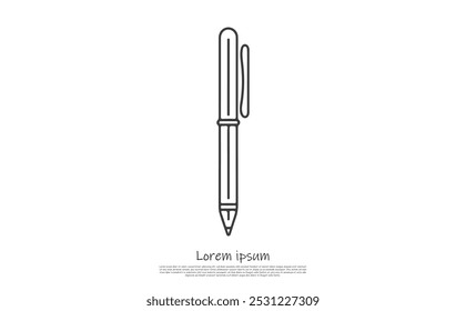 Continuous line drawing of Pen. single line art, vector illustration