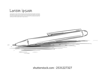 Continuous line drawing of Pen. single line art, vector illustration