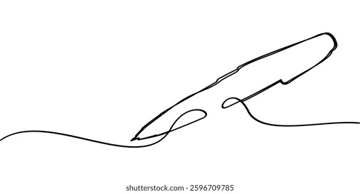 continuous line drawing of pen symbol. abstract line art illustration