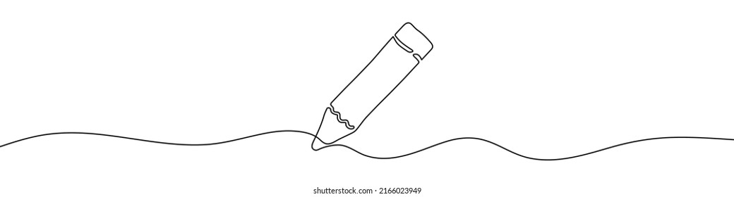 Continuous line drawing of pencil icon. Pencil linear icon. One line drawing background. Vector illustration. Pencil continuous line icon