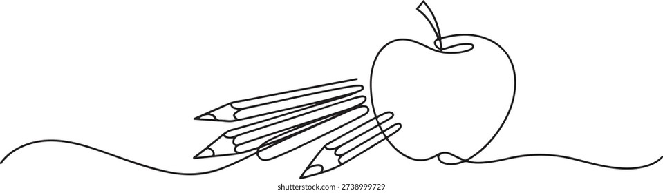 непрерывная линия рисования карандашей яблоко. одна линия Искусство значок рисования вектор
