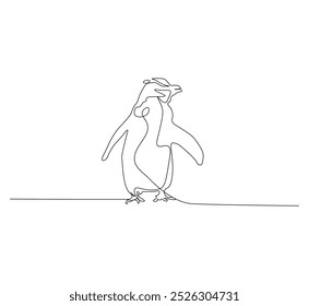 Continuous line drawing of penguin. Penguin animal single line drawing vector design