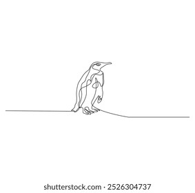 Desenho de linha contínua de pinguim. Design de vetor de desenho de linha única de animal de pinguim