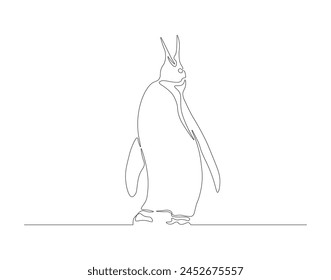 Continuous line drawing of penguin. One line of penguin. Antarctic animal concept continuous line art. Editable outline.
