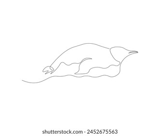 Continuous line drawing of penguin. One line of penguin. Antarctic animal concept continuous line art. Editable outline.
