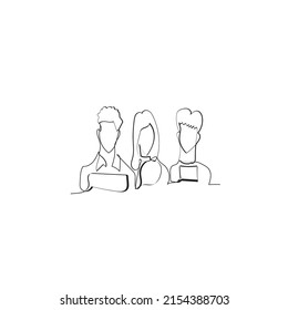 Continuous line drawing. People conversations and work meetings. Illustration icon vector