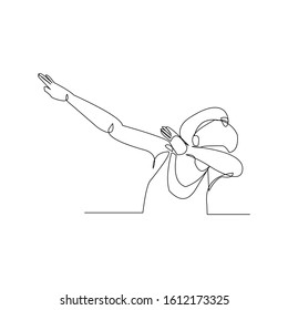 continuous line drawing of people dance dab gesture. Vector illustration