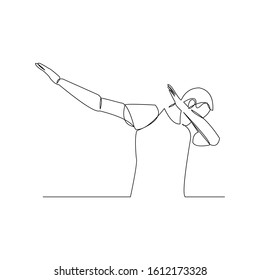 continuous line drawing of people dance dab gesture. Vector illustration