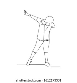 continuous line drawing of people dance dab gesture. Vector illustration