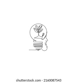 Continuous line drawing. people have the idea of ​​trees and lights. Illustration icon vector