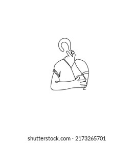 Continuous line drawing. People are thinking something question. Illustration icon vector