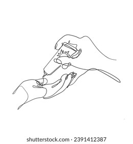 continuous line drawing people use sunscreen cream illustration