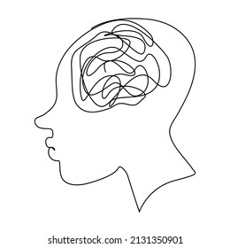 continuous line drawing of people who are confused about their mental health, concepts, problems, failures, and grief.
