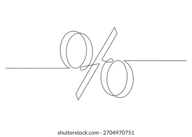 Dibujo de línea continuo del signo de porcentaje