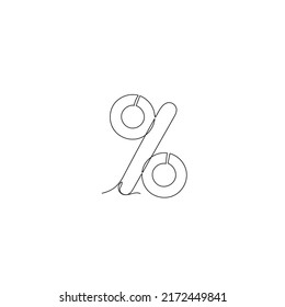 Continuous line drawing. Percent symbol illustration icon vector