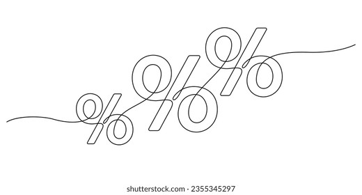 fortlaufende Linienzeichnung des Prozentzeichens dreifache minimalistische Dünnzeilengrafik