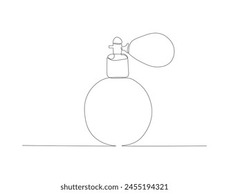 Continuous line drawing of perfume bottle. One line of perfume spray. Fragrance concept continuous line art. Editable outline.
