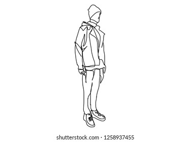continuous line drawing of person