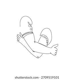 Dibujo de línea continua persona con abrazo gesto ilustración Vector