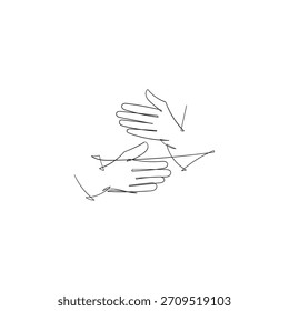 Dibujo de línea continua persona con abrazo gesto ilustración Vector