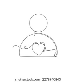 continuous line drawing person icon with love sign illustration vector