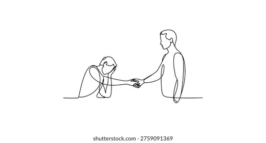 Continuous line drawing person