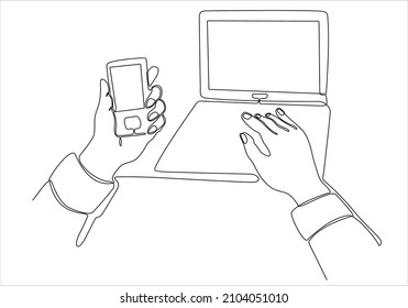 
dibujo de línea continua de una persona que opera un equipo