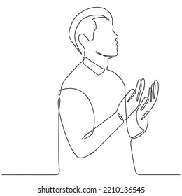 Continuous Line Drawing Person Praying His Stock Vector (Royalty Free ...