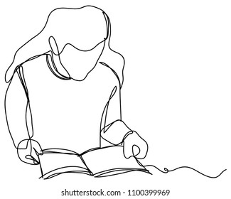 continuous line drawing of a person Reading newspaper business concept vector modern illustration