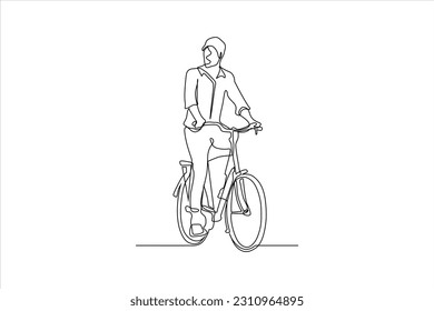  continuous line drawing of person riding bicycle