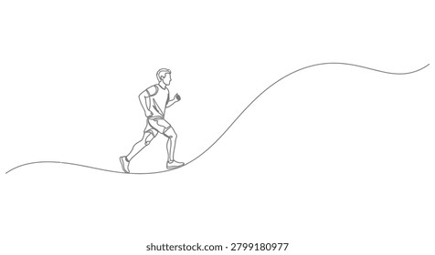Continuous line drawing of a person running with exercise progress continuous illustration minimalist movement training achievement ambition lifestyle background endurance wellness