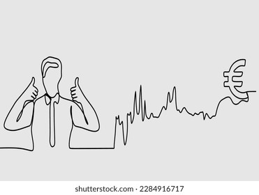 continuous line drawing of a person thinking about business