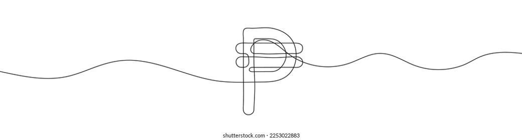 Continuous line drawing of peso currency symbol. Line art of Cuban peso currency symbol. Vector illustration.