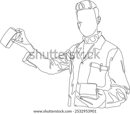 Continuous line drawing of a pharmacist, line art, vector