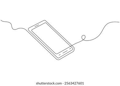 Continuous line drawing of phone icon one line art and call icon isolated outline flat vector illustration
