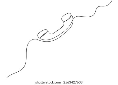 Continuous line drawing of phone icon one line art and call icon isolated outline flat vector illustration