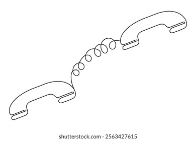 Continuous line drawing of phone icon one line art and call icon isolated outline flat vector illustration