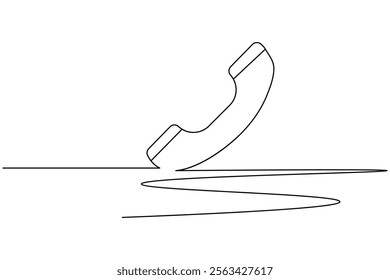 Continuous line drawing of phone icon one line art and call icon isolated outline flat vector illustration