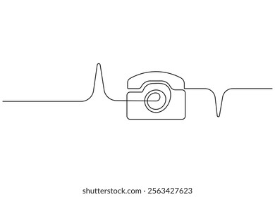 Continuous line drawing of phone icon one line art and call icon isolated outline flat vector illustration