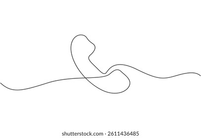 Continuous line drawing of phone icon one line art and call icon isolated outline, Telephone handset in one continuous line drawing. Symbol of communication. Telephone in simple linear style.