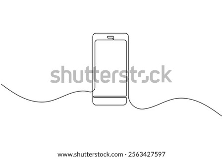 Continuous line drawing of phone icon one line art and call icon isolated outline flat vector illustration
