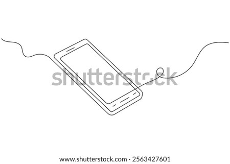 Continuous line drawing of phone icon one line art and call icon isolated outline flat vector illustration