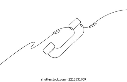 Continuous line drawing of phone, telephone icon outline, business growth, object one line, single line art, vector illustration