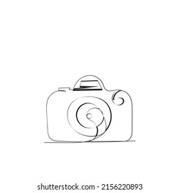 Durchgehende Zeilenzeichnung. Vektorgrafik-Symbol für Fotokamera