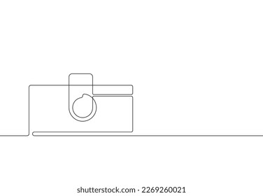Continuous line drawing of photo camera. Vector illustration
